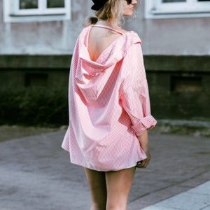 Zara pink striped open back shirt